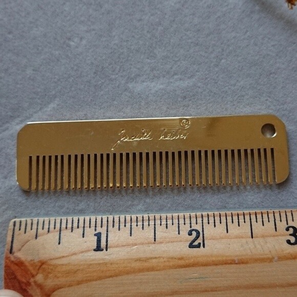 Judith Lieber Italy Designer mini Comb & mirror set goldplated - Picture 3 of 8